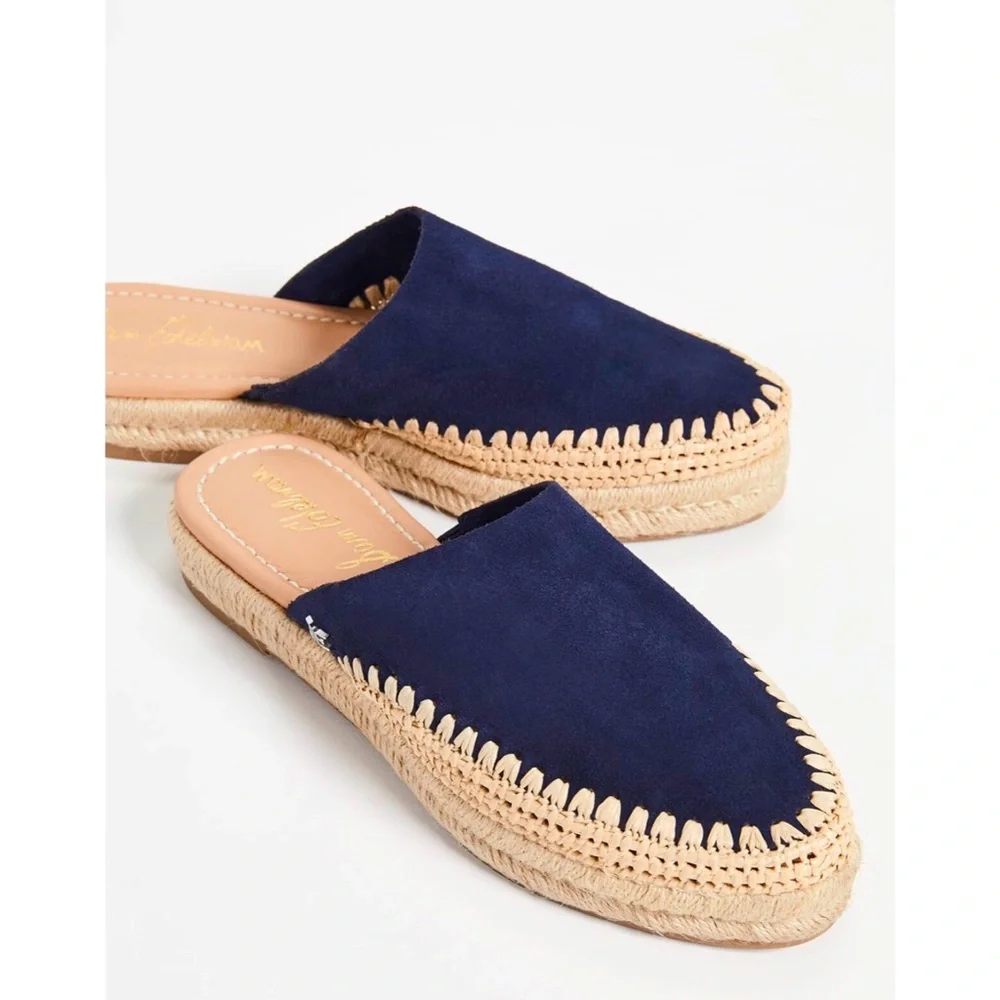 Sam Edelman Suede Espadrille Mules Austin Navy Blue SZ 7.5